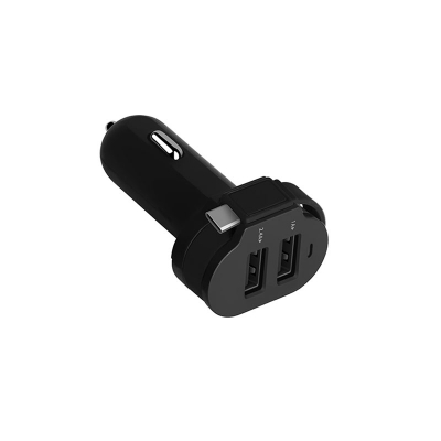 3.4A USB Car Charger with built-in Type C Cable